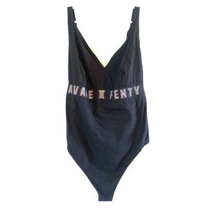 Savage x Fenty plus size logo bodysuit in black!